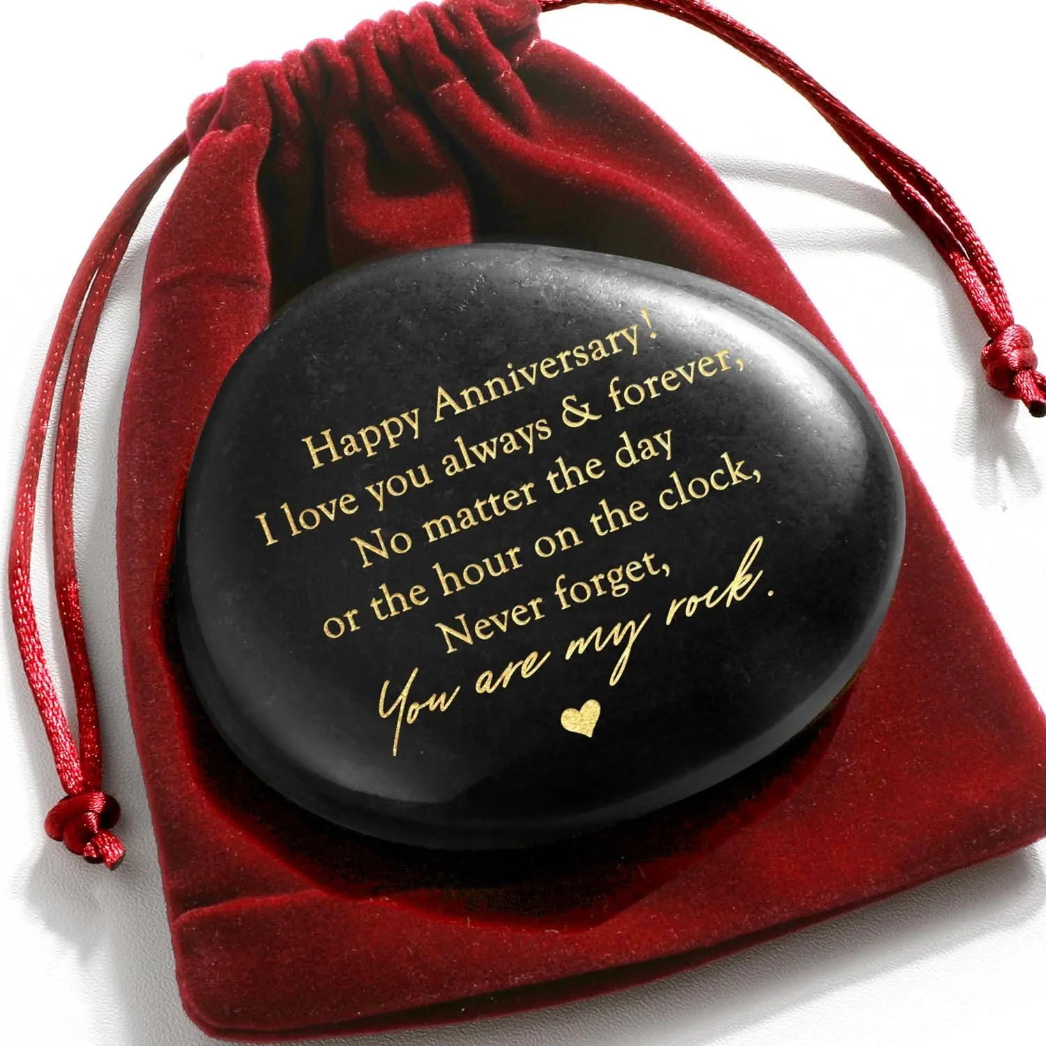 Happy Anniversary Rock Gifts for Men Women - Engraved Stone Presents for Husband, Romantic Sweetest Day & Valentine's Day Gift for HimGift