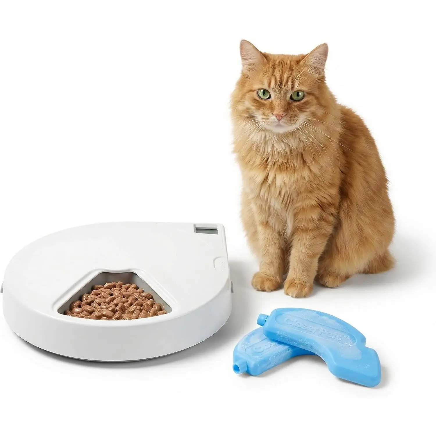 C500 Automatic 5 Bowl Digital Timer-Controlled  Feeder - for s and Small Dogs, Wet or Dry , Includes  Ice Packs, 5 Meals Up to 0.73 lb Each, White