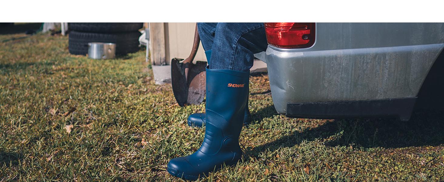 Steel Toe Rubber Work Boots for Men Waterproof Durable Concrete Boots for Hunting Manufacturing Construction