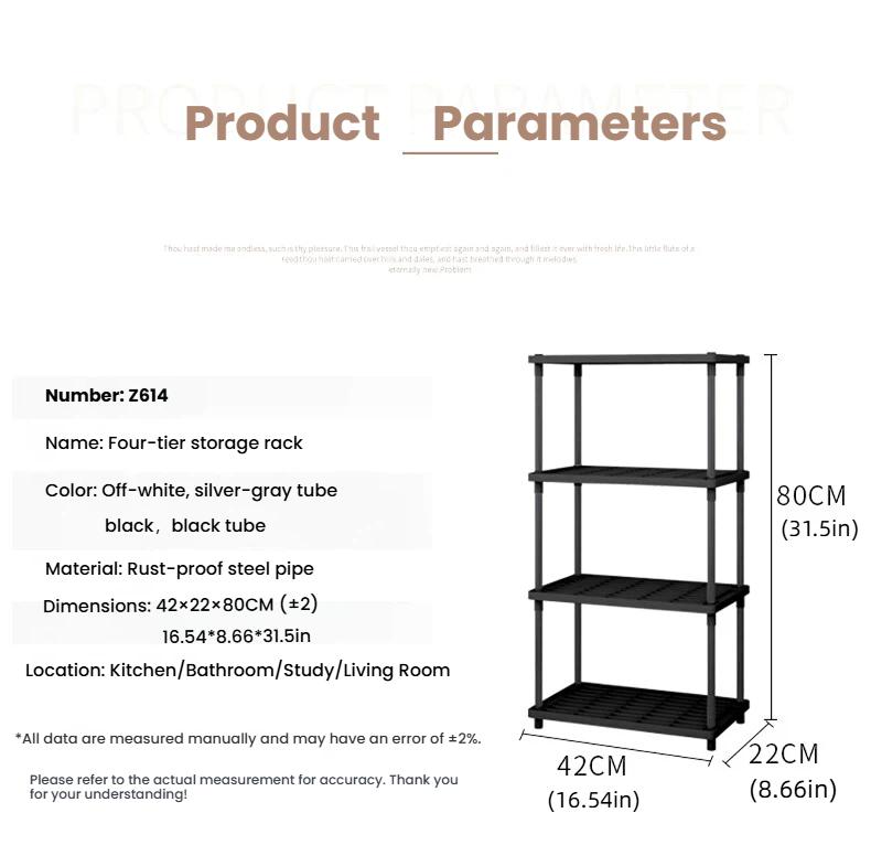 4-Tier Plastic  and Metal Freestanding Shelf Bathroom Organizer,Space-Saving And Utility Shelving,Shelving Unit Storage Rack Organizer for Home, Garage, Basement, Shed and Laundry Room