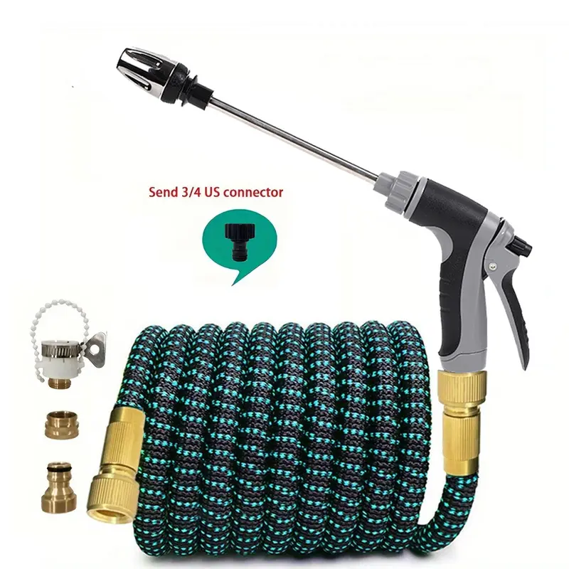 Expandable Magic Garden Hose Long Wand High Pressure Spray Gun With US Standard Connectors Flexible Retractable Water Hose For Car Washing & Yard Cleaning