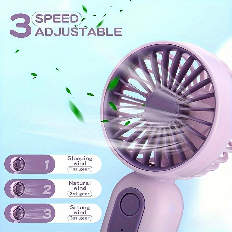 Portable Handheld Fan, 1 Count USB Rechargeable Mini Fan with 3 Speed Setting, Handheld Fan for Makeup, Travel, Beach, Indoor and Outdoor Use, Rechargeable Personal Fan