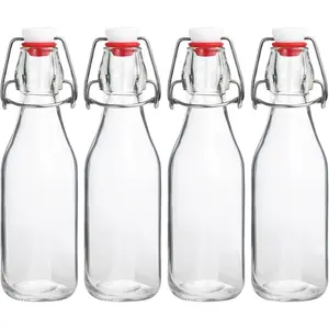 Swing Top Bottles 8.5oz 4 Pack Flip Top Glass Bottle with Airtight Grolsch Closures Reusable for Kombucha Beer Cold Brew Homemade Beverages & Storage
