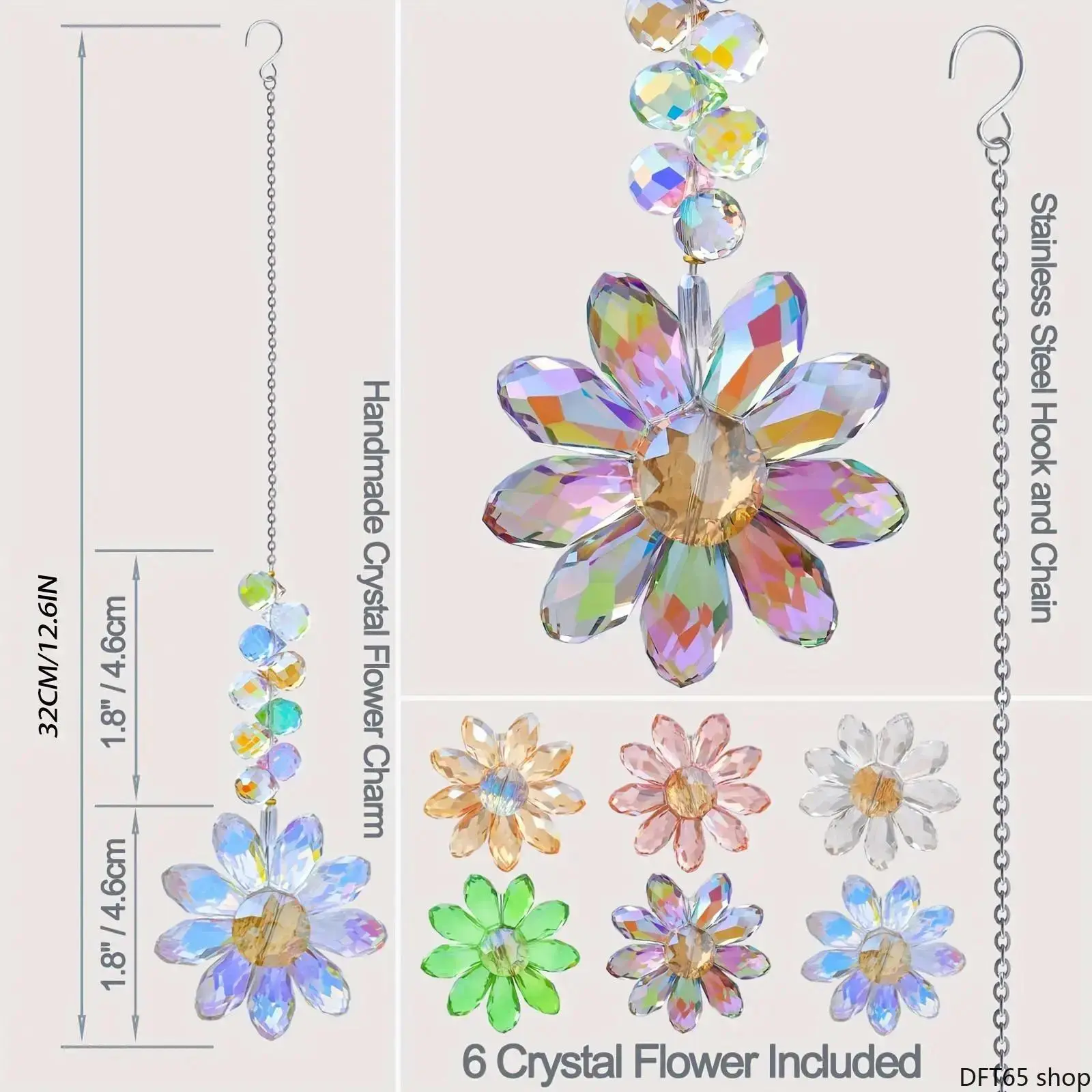 Sunflower Pattern Crystal Sun Catcher Polished Transparent Prism Components Generate Rainbow Light Projection For Indoor Window Outdoor Patio Backyard Garden Weather Resistant Lightweight Floral Themed Hanging Decor Ornament, Creates Rainbows, Artificial,