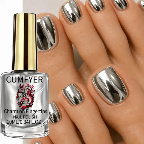 Mirror Silver Nail Strengthener - Quick-dry formula, no UV lamp needed, smooth and flawless finish, liquid metallic silver to brighten nails, long-lasting high shine, perfect for busy days and professionals, suitable for hands and feet, Nail Care Product