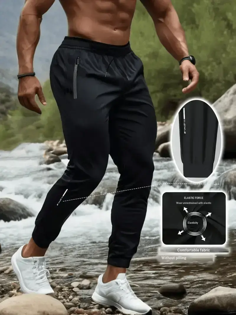 Men's sports ice silk thin quick dry breathable pants, new summer fitness training running basketball waistband pants, slim yoga jogging trousers tiktok shop fadhion solid color quick drying daily wear pant summer lounge comfortable casual trouser