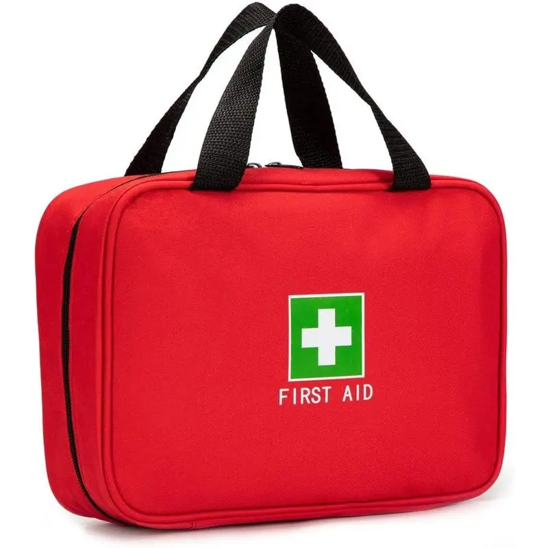 Outdoor sports Red First Aid Bag Empty Travel Rescue Pouch First Responder Storage Compact Survival Medicine Bag for Car Home Office Kitchen Sport Outdoors (Red)