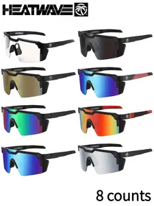 8 Counts Heatwave Style Cycling Sunglasses, Uv400 Protection, Windproof Sports Goggles, for Men Women, Outdoor Biking, Driving, Fishing