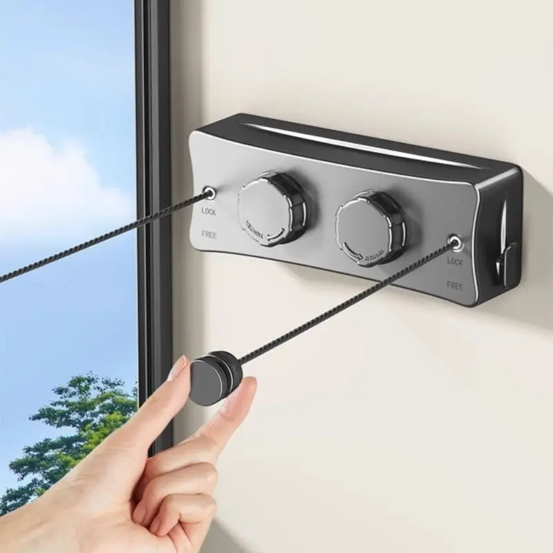 Indoor Clothesline No Drilling, Invisible Extendable Clothes Rack, Bathroom Balcony Steel Wire Rope, Compact Folding Laundry Hanger