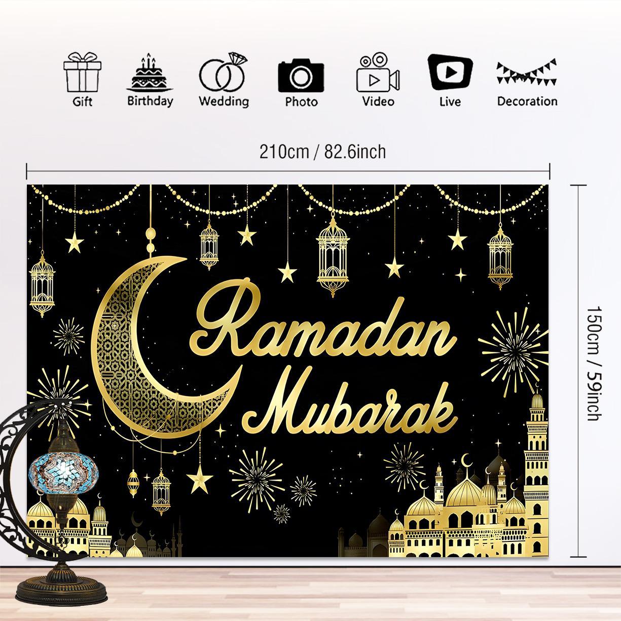 Ramadan Theme Muslim Star & Moon Pattern Background,  Ramadan Decorations, Background Banner for Home Living Room Bedroom, Party Decoration Supplies, Ornaments