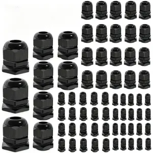Waterproof Cable Glands Kit - 72pcs Strain Relief Cord Connector Grip, Weatherproof PG7 1/4" 1/2" 3/4" 1" NPT Wire Grommet, Reusable Pass Through Wire Protection