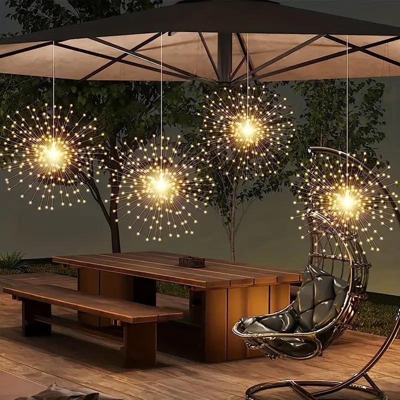LED String Light, 1 Set USB Powered Firework Shaped LED String Lamp, Decorative Light for Home Garden Party Wedding, Atmosphere Light, Decoration, Garden Decorations, Outdoor Firework Lights
