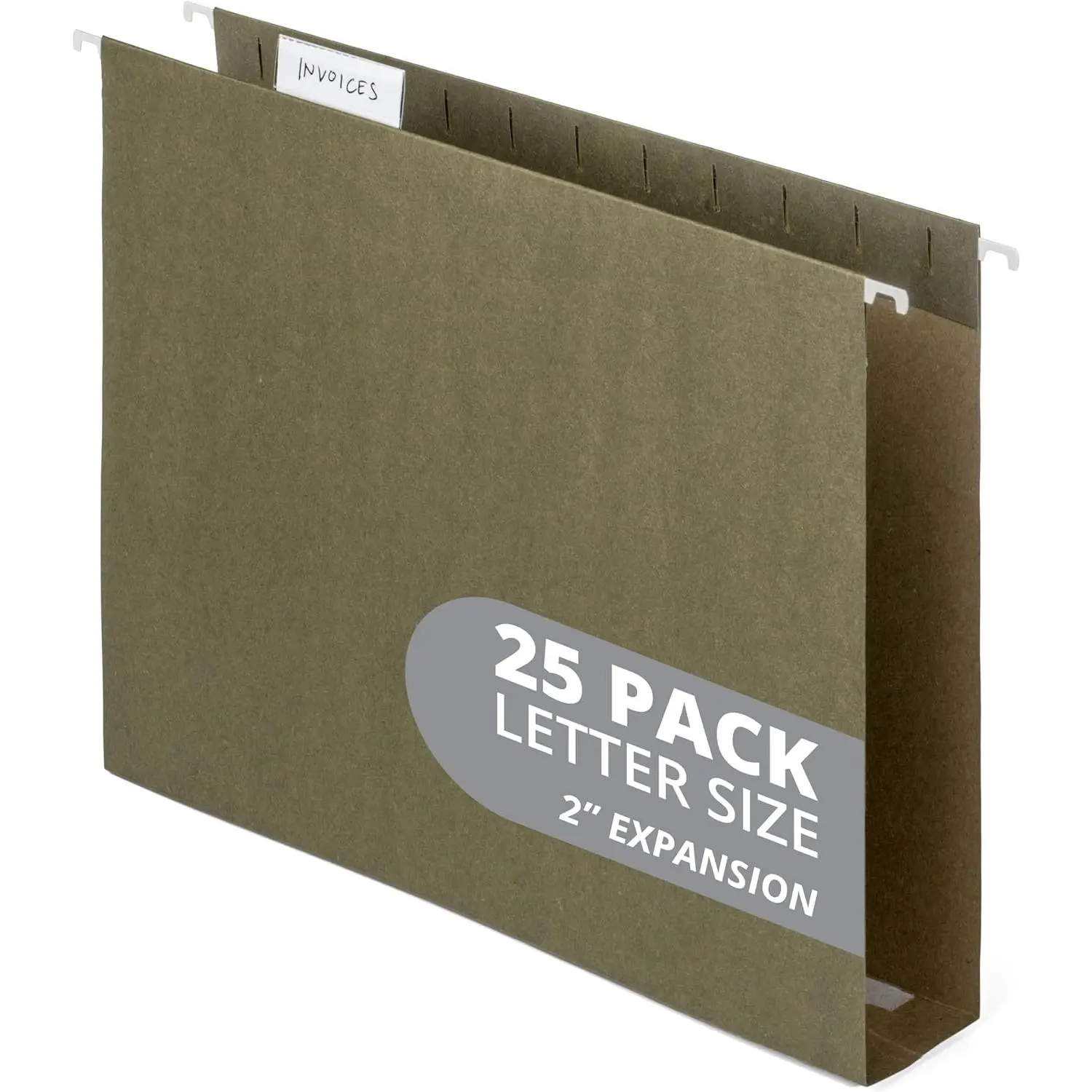 25 Pack Extra Capacity Expandable Hanging File Folders Letter Size, Heavy Duty 2 Inch Expansion Designed for Wide Bulky Files and Charts