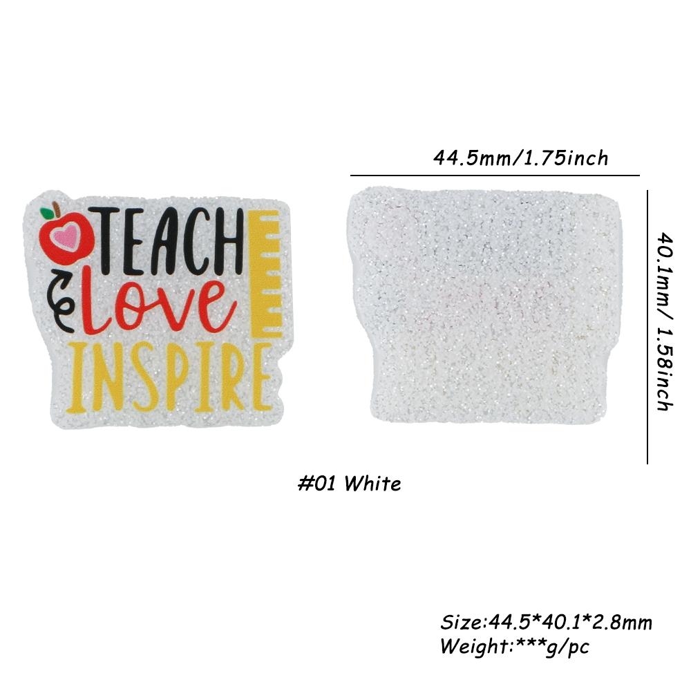 Teacher Theme Acrylic Resin Flat Back Charms, No-Hole Multi-Color DIY Craft Supplies for Badge Reels, Phone Stands, Hair Clips, DIY Jewelry Accessories