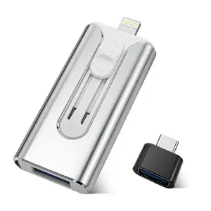 A 1TB 4-in-1 USB flash drive for iPhone, a high-speed USB storage stick that can be used to store photos and videos. It is an external storage device for iPhone/iPad/Android/PC and includes built-in drivers.