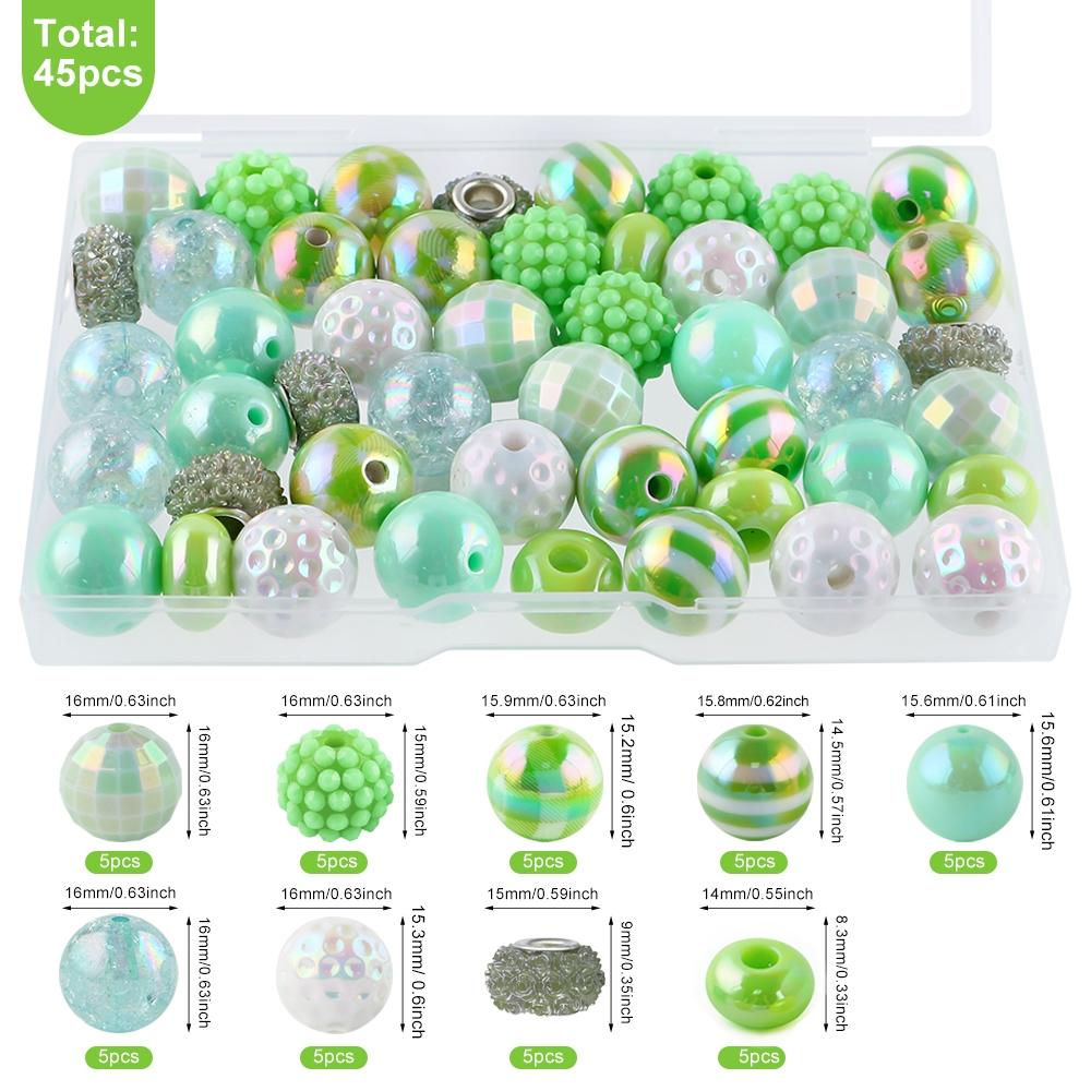 45pcs Acrylic Beads Box Set, Striped Cracked Grid Rose Pearl Spacers, DIY Jewelry Making Supplies for Bracelets & Keychains, DIY Mix Beads