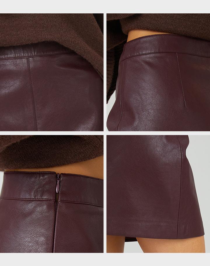 Women's Versatile Solid Color High Waist Invisible Zipper PU Mini Skirt, Classy Street Womenswear, Elegant Women's Bottom, Chic A-Line Skirt