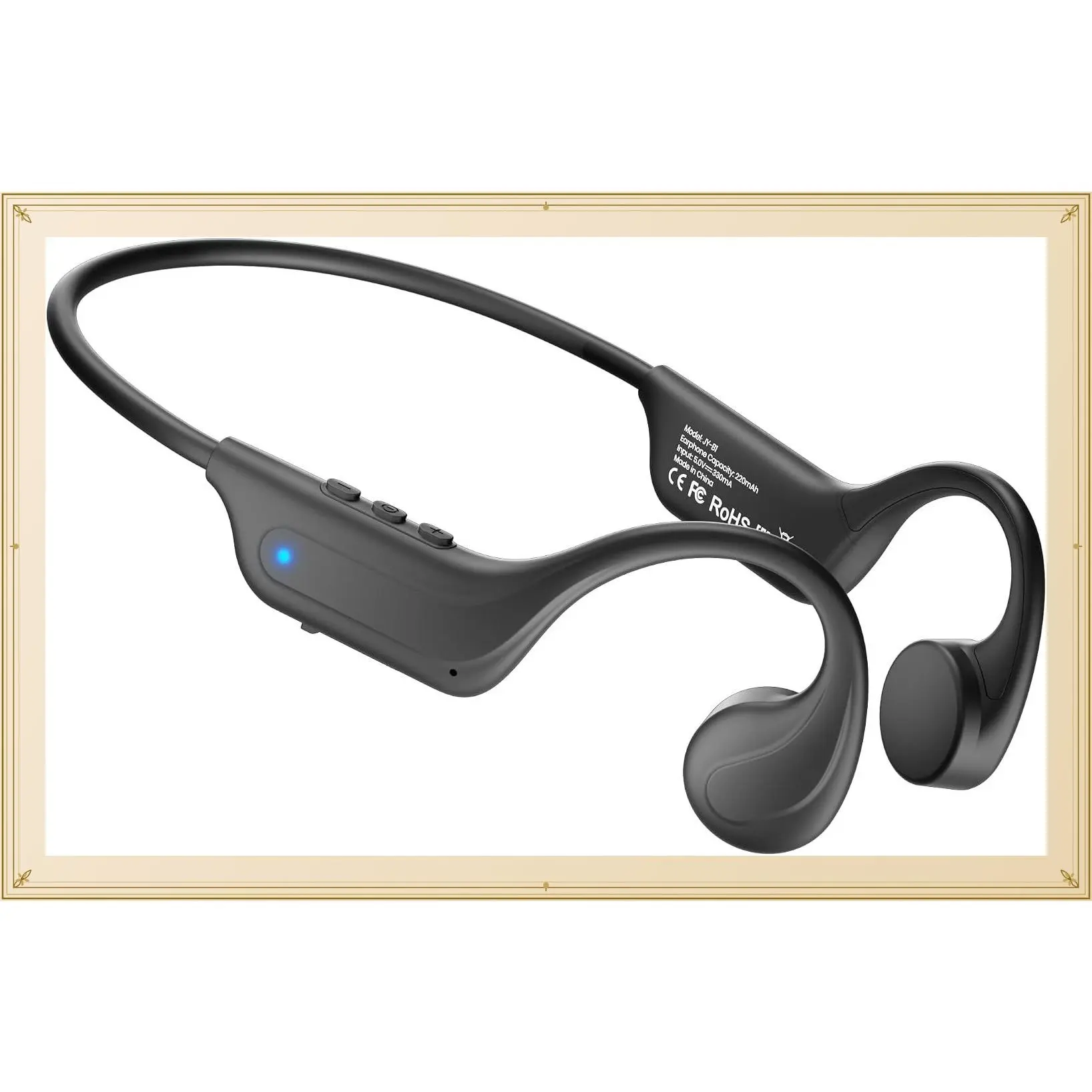Bone Conduction Headphones Bluetooth 6.0, Open Ear Earbuds with Mic, Premium Sound, 3 EQ Modes, 10H Playtime, 25g Lightweight, IP65 Waterproof Sports Headphones for Running Cycling Hiking, BlackGift
