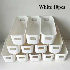 Stackable Plastic Storage Box with Handle, Versatile Storage Basket for Offices, Homes, Wardrobes, Space Saving Drawer Organizer