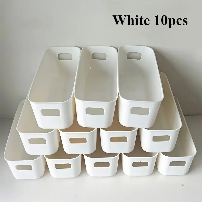Stackable Plastic Storage Box with Handle, Versatile Storage Basket for Offices, Homes, Wardrobes, Space Saving Drawer Organizer