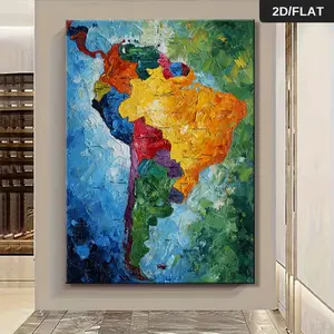 2D Flat, 2D Flat, 2D Flat with Framed 2D Flat Brazilian Flag America Map Oil Painting Brazil Colors Tropical Geography