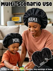 Mom and Me Parent-Child Sleep Hat, Soft Elastic Fabric, Safe Comfortable Satin Material, No Head Pressure, Designed for Small Babies