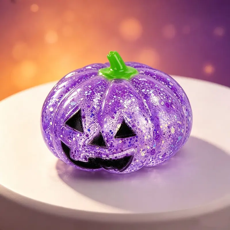Halloween Glitter Pumpkin Stress Relief Toy, Marshmallow Sweet Slow Rise, Cute Pumpkin Lamp Squeeze Toy, Portable Sensory Toy for Parties and Gifts
