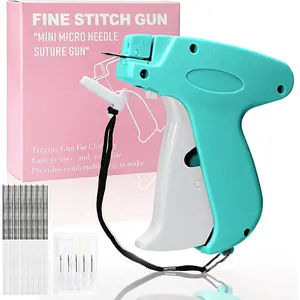 Stitch Gun for Clothes， Handheld Stitch Gun Quick Clothing Fixer，Sewing Kit Includes 1,000 Black Fasteners & 1,000 White Fasteners & 6 Needles (Blue)