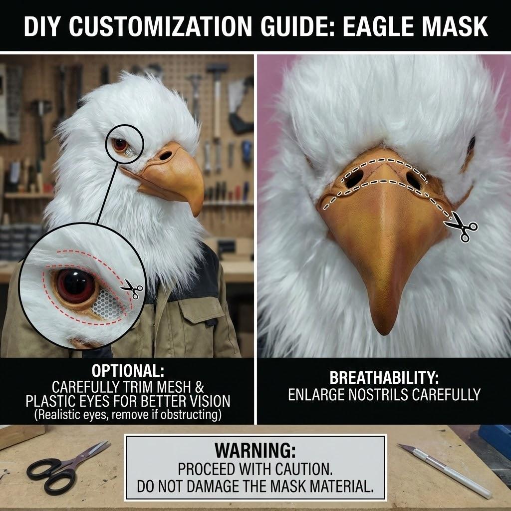 White Eagle Mask Animal Head Cover for Halloween Cosplay Rave Party Realistic Latex Animal Bird Mask Prank Props Accessories