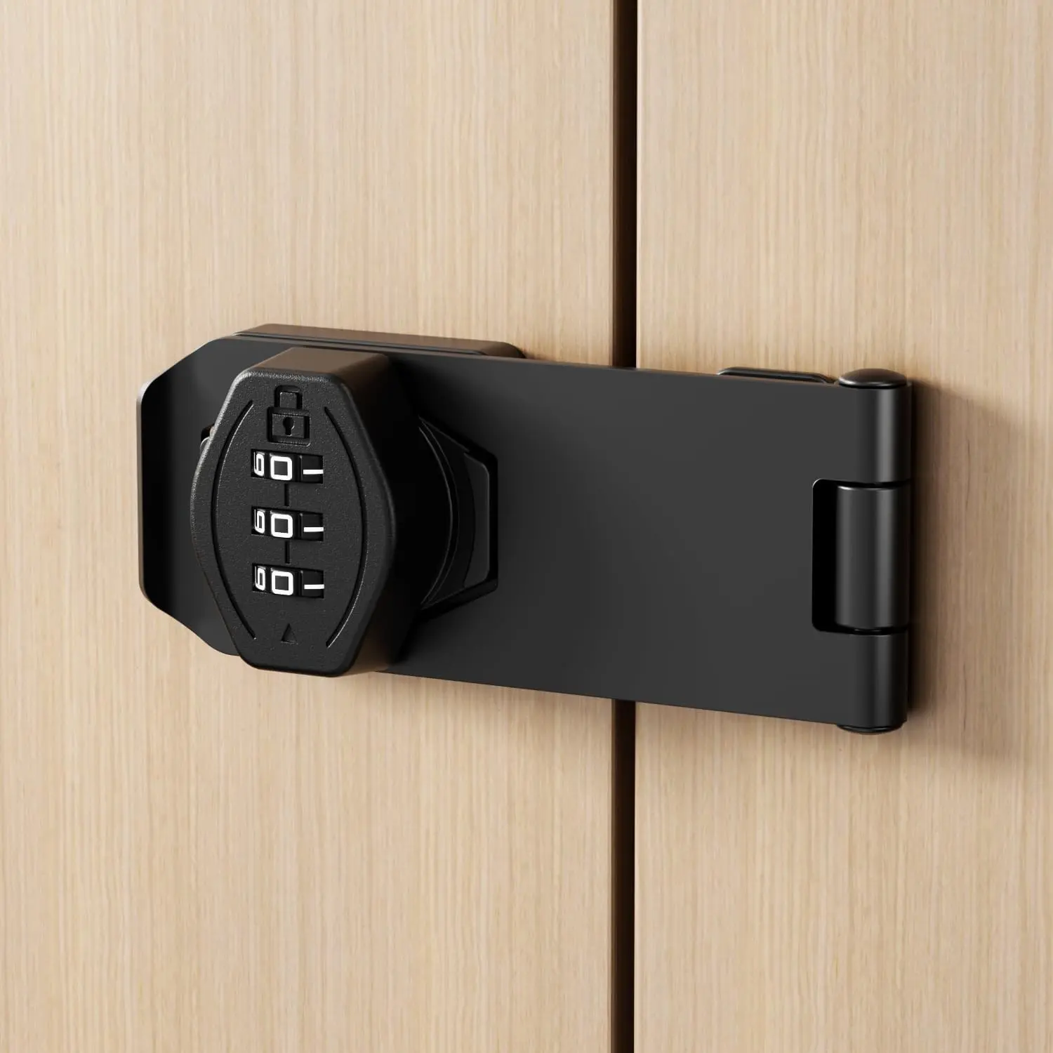 ETEKJOY 4 Inch Black Keyless 3-Digit Password Combination Cabinet Lock, Twist Knob Hasp Latch for Wooden Drawer Cupboard