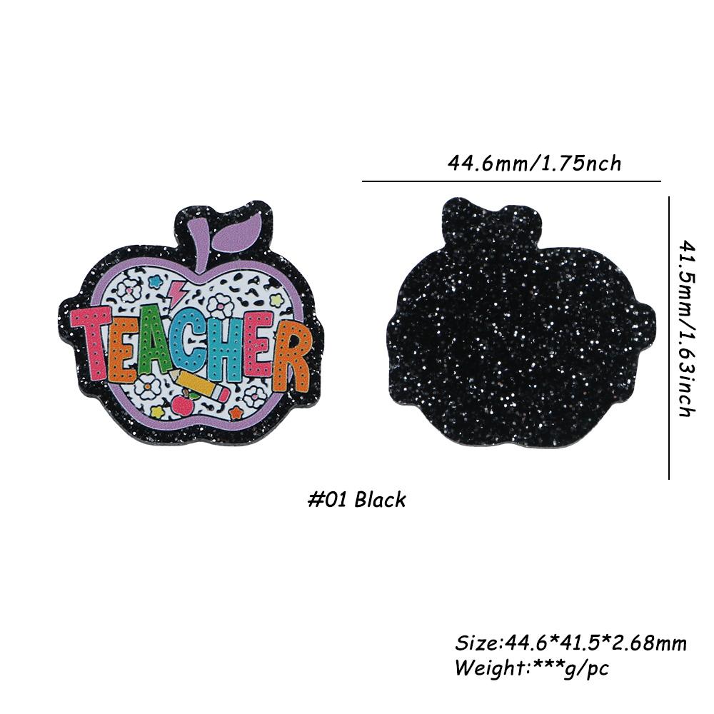 Teacher Theme Acrylic Resin Flat Back Charms, No-Hole Multi-Color DIY Craft Supplies for Badge Reels, Phone Stands, Hair Clips, DIY Jewelry Accessories