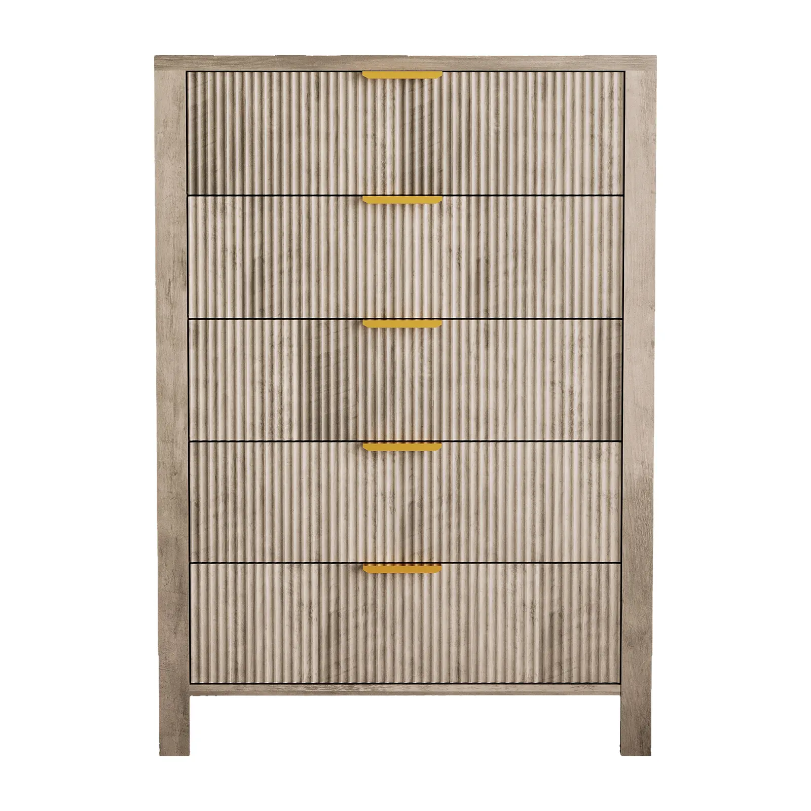 Fluted 5-Drawer Dresser Chest for Bedroom - Slim Narrow Vertical Chest of Drawers - Wave-Design Modern Wood Storage Dresser