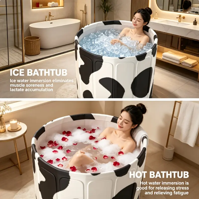 Independent shower bathtub, suitable for hot and cold full-body baths, family-use bath bucket, highly insulated, thickened multi-layer SPA soaking bathtub for adults, portable foldable bathtub, no-installation bath bucket, ideal for home soaking, plastic