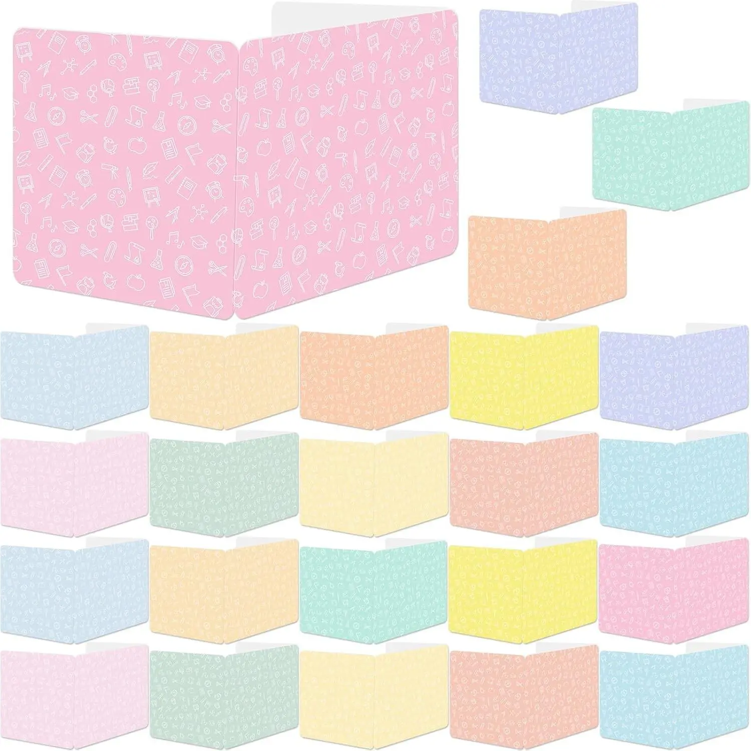 24-Pack Pastel Color Desk Privacy Shields - 12 Colors, Durable Folders, Testing/Study Panels for Classroom Students - Back-to-School Supplies, Classroom Setup, Dividers