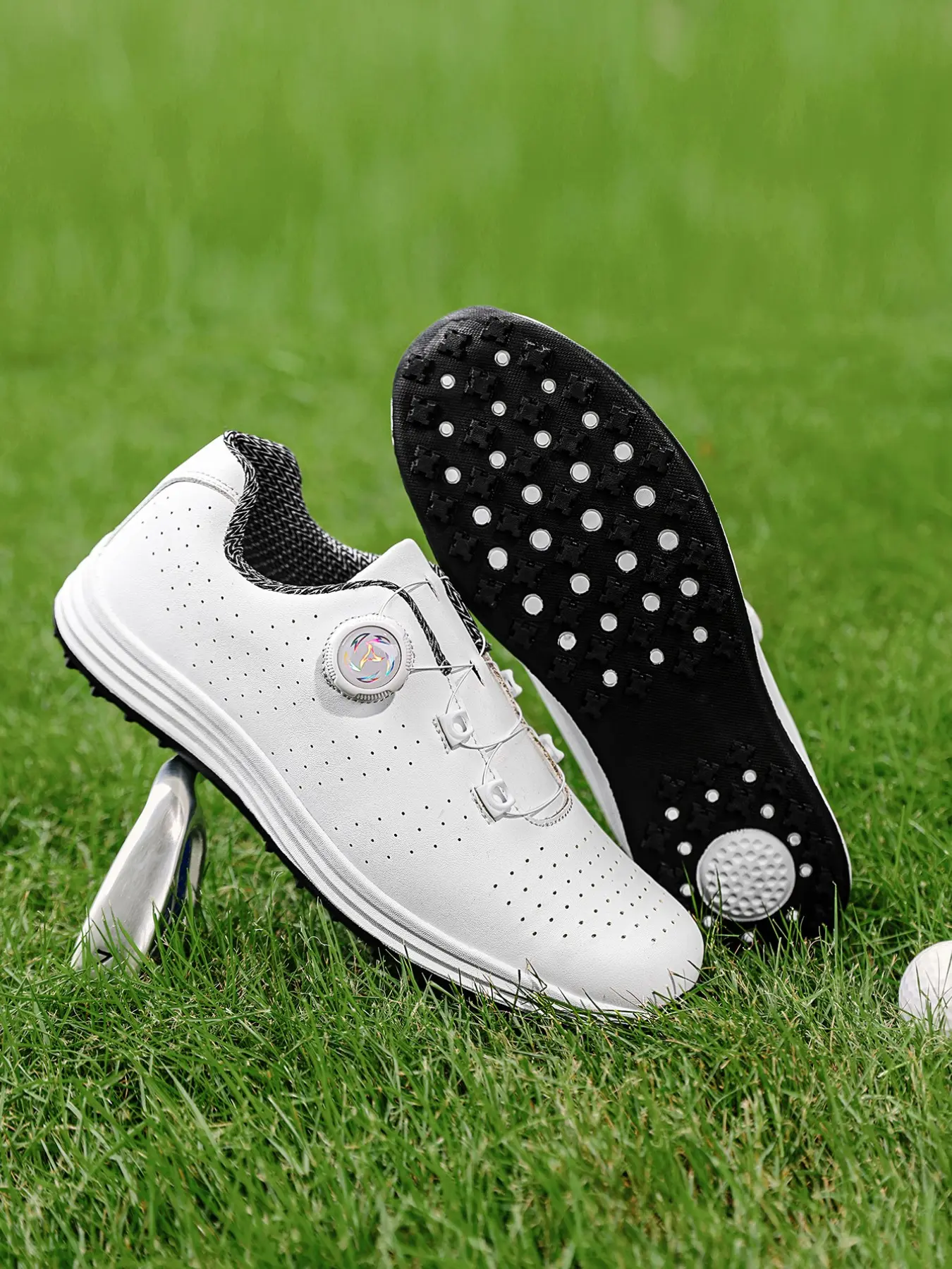 Men's Golf Shoes 2026 New Model, Athletic Golf Shoes, PU Leather Waterproof Anti-Slip Breathable, Casual Patchwork Design, Lightweight Shock Absorption