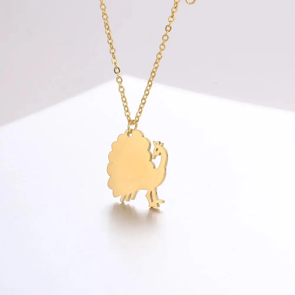 Stainless Steel Peacock Beautiful Delicate Fashion Pendant Necklace Jewelry Gift For Him Woman With Chain