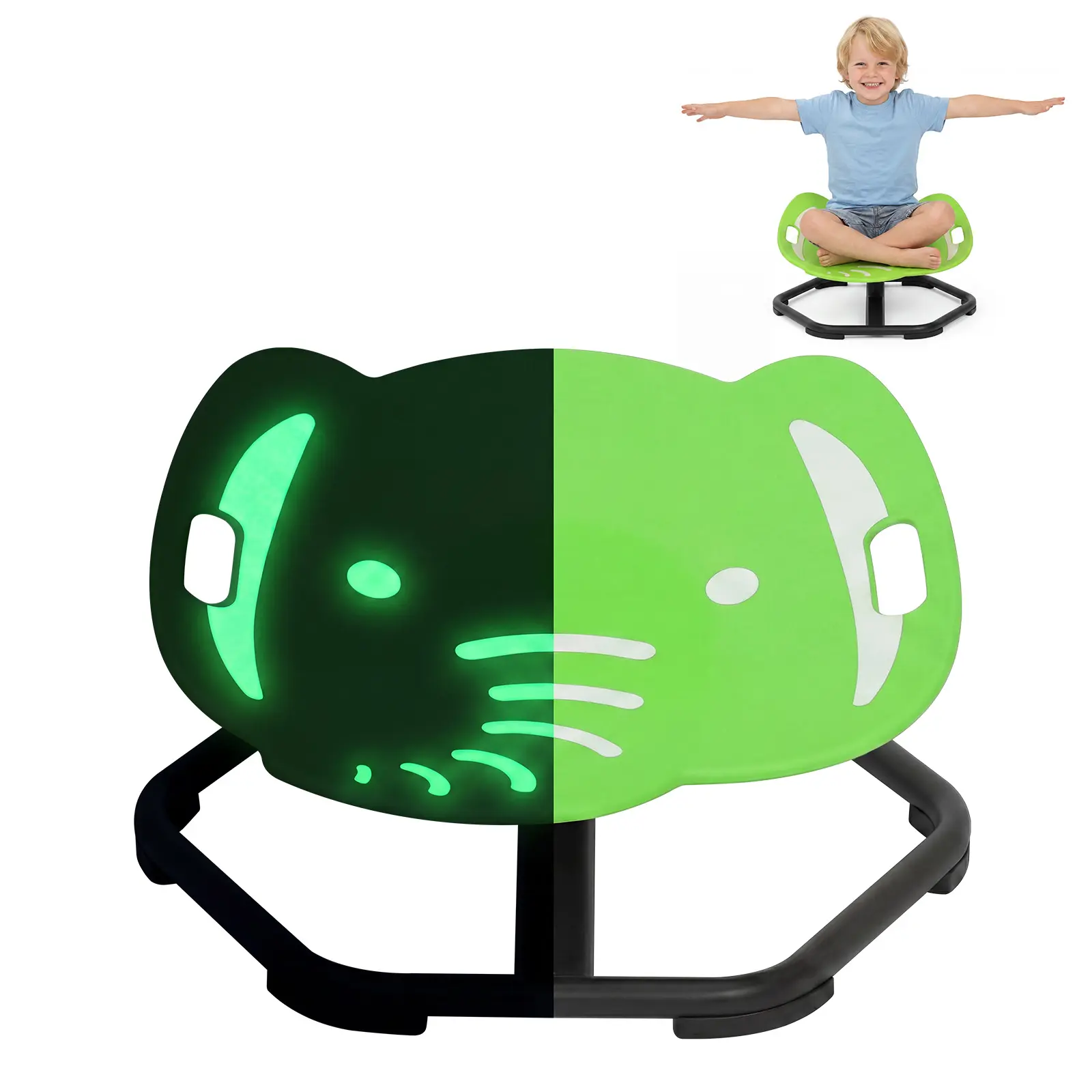 Spinning Chair for Autistic Kids,Glow-in-the-Dark Elephant Sensory Swivel Chair with Handle Design,Autism & ADHD Sensory Toy for Training Body Coordination,3+ Years,220LBS Weight Capacity