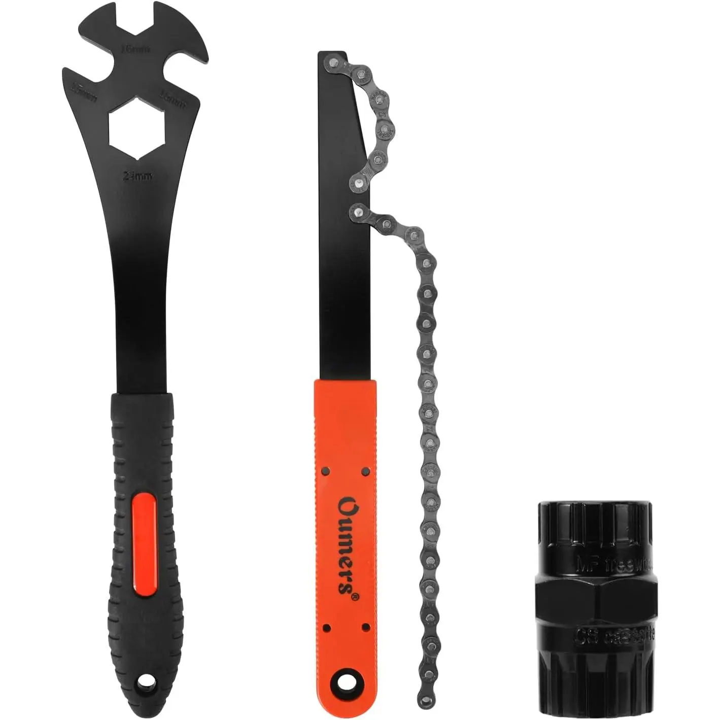 Oumers Bike Cassette Removal Tool, Bicycle Chain Whip＋Pedal Wrench＋2 in1 Freewheel Removal Tool, Bicycle Pedal Removal Tool, Freewheel Remover, Wrench Sprocket Remover for Bike Repair