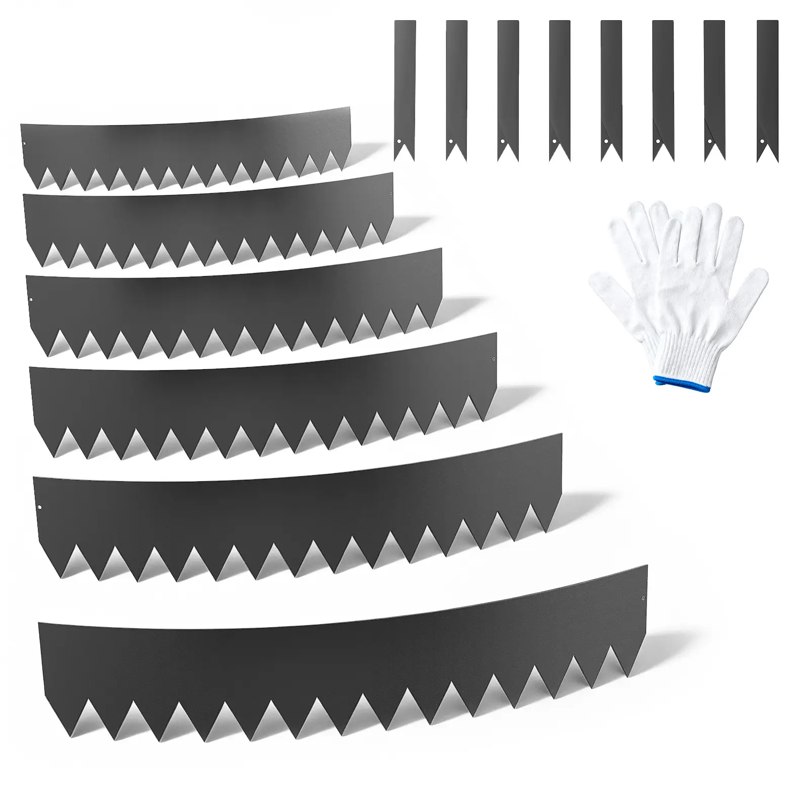 Durable Corten Steel Landscape Edging, 6 Pack (40" x 8", 20ft), Painted Metal Strips with 8 Clips & Gloves, Hammer-in Edge for Lawn, Yard & Garden, Flexible Edging for Landscaping