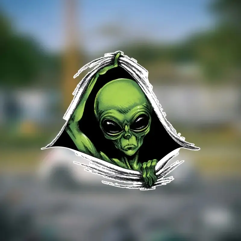 Funny Alien Car Sticker, Vehicle Decoration, Secretly Observing Earth, Suitable for Cars, Motorcycles, Walls, Unique Decal Design, Perfect for Personalization, Funny Car Stickers, Car Decals