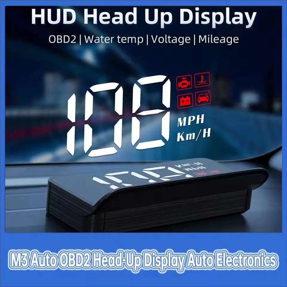 M3 Obd2 Car Windshield Speedometer Projector, Hud Head-Up Display, GPS Mph Speedometer, Over-Speed & Driver Fatigue Alert