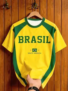 Men's Casual Graphic T-Shirt, Short Sleeve Loose-Fit Jersey, All-Season Comfort, Trendy Streetwear for Outdoor & Parties