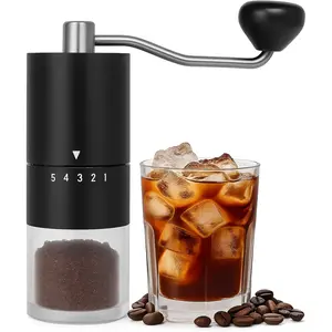 Manual Coffee  With Ceramics Burr For Espresso, Press,5 Adjustable Settings,Hand Maker with -In Burr,For  Use and Camping Travel,Coffee Bean Grinders With Hand Crank (Black)