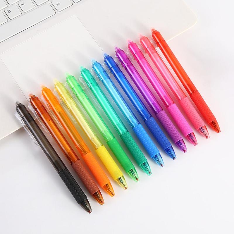 12 Colors Erasable Neutral Pen, 1/4 Sets 0.7mm Erasable Color Pen, Smooth Writing Pen for Homework Painting Diary Teachers Students Offices