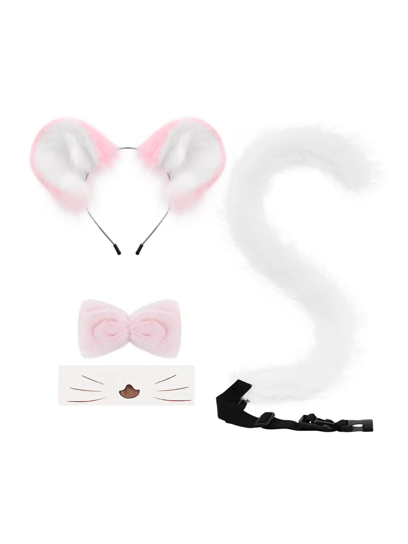 Handmade Plush Cartoon Mouse Animal Ears Tail Set, Cute Animal Ears Hairband Headwear, Performance Props, Fun Accessories