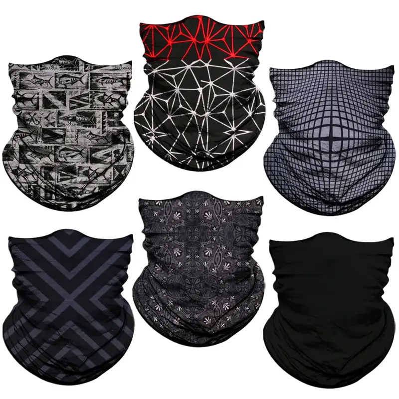 Venswell Fashionable Street Style in Black Neck Gaiter Face Mask For Men Women,Seamless Bandana Rave Face Cover Scarf Mask,Balaclava,Headband, Head Wrap,Headwear,Ideal for outdoor camping, running, cycling, motorcycling, tennis, golf, and fishing