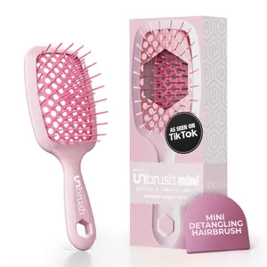 UNbrush Mini Detangler Brush for Pain-Free Brushing on All Wet or Dry Hair Types Durable Duoflex Anti-Static Bristles Lightweight Handle Vented Mini Hair Brush