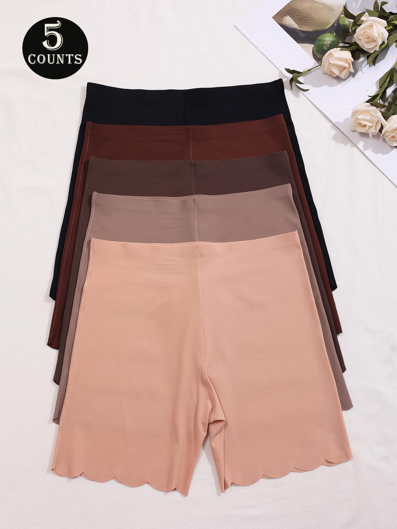 Women's Solid Color Scallop Trim Boyshorts, Soft Fit Panty, Soft Comfy Breathable Panty for Daily Wear, Underwear for All Seasons