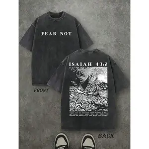 Washed Cotton T-Shirt Unisex Vintage Streetwear Double-Sided "Fear Not" Christian Tee