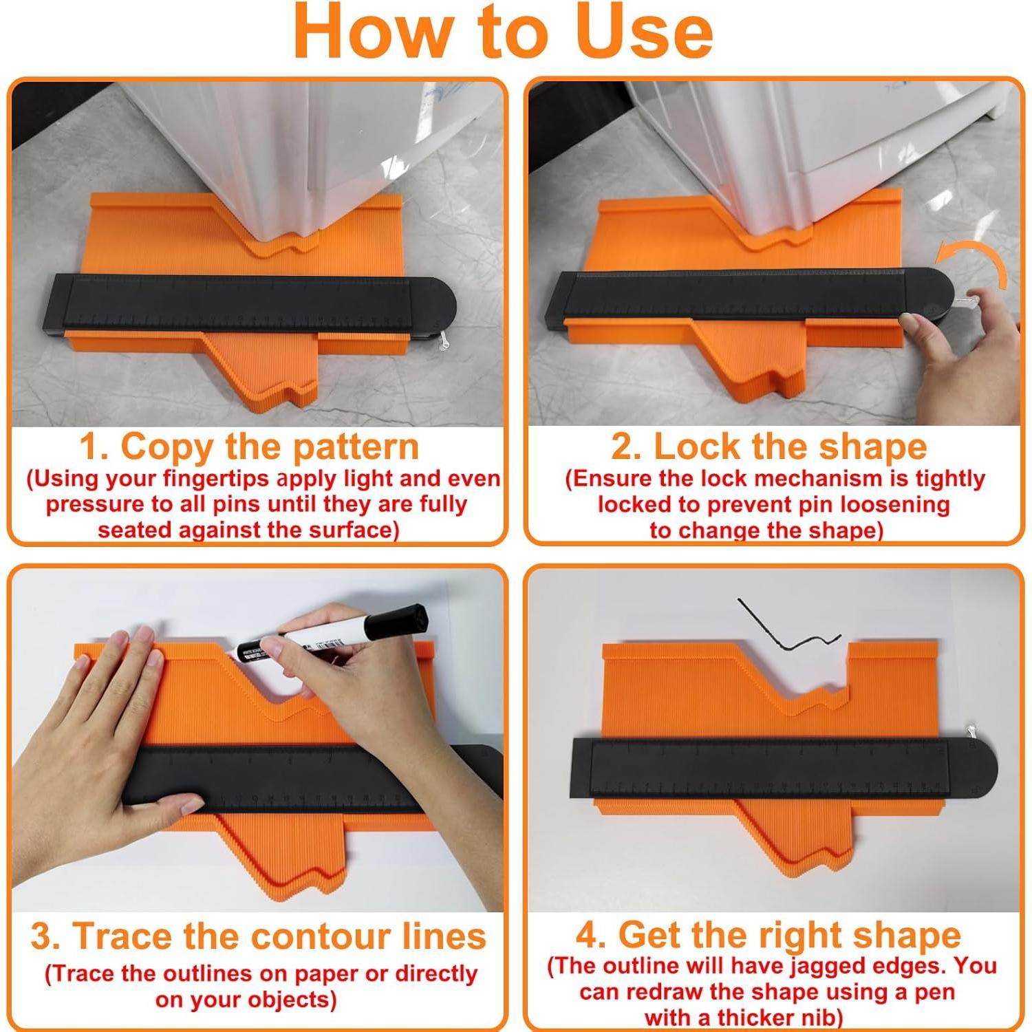 10 Inch Super Gauge Shape and Outline Tool, Contour Gauge Profile Tool with Lock, Measuring Tools Shape Duplicator Woodworking Tools